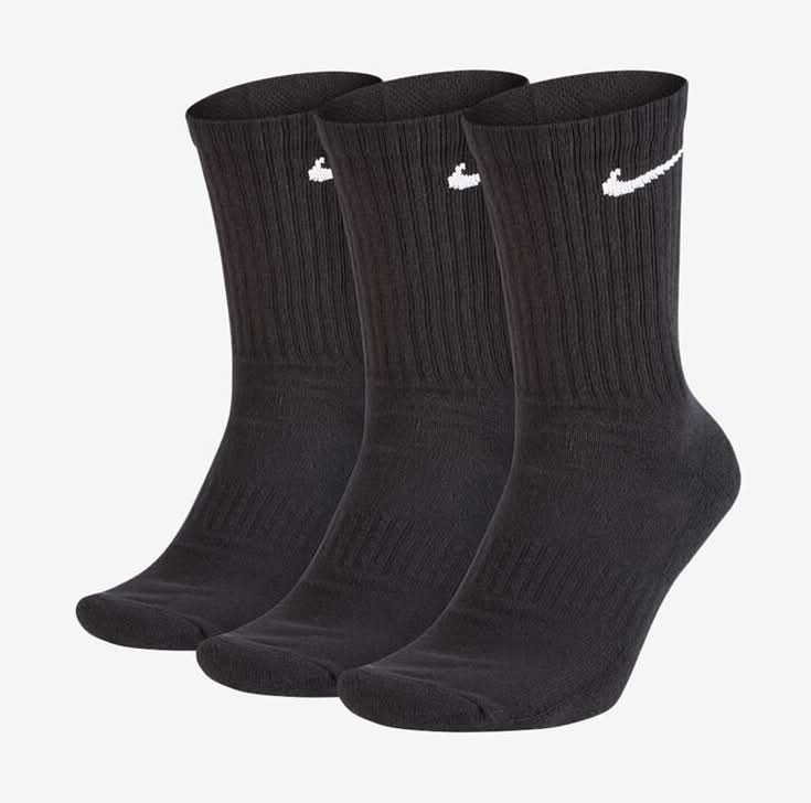 Nike Everyday Cushioned Training Crew Socks, S, Black (3 ct)