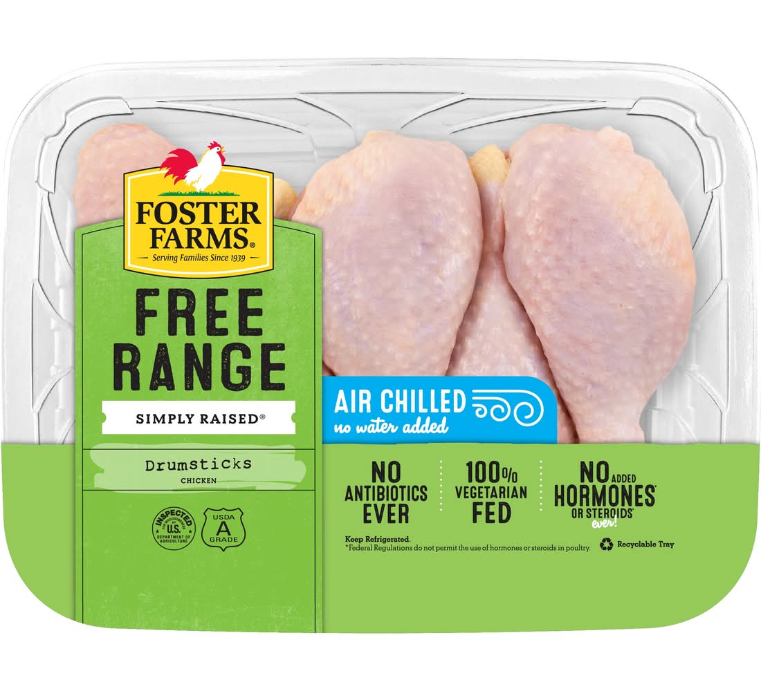 Foster Farms No Antibiotics Ever Chicken Drumsticks - 1.25-2.1lbs - price per lb