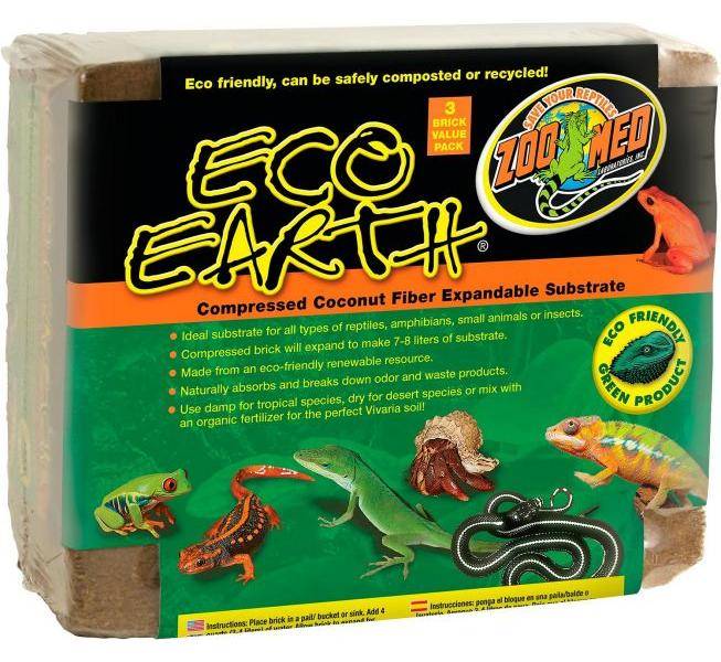 Zoo Med Eco Earth Compressed Coconut Fiber Brick, Red (62.4 oz, 3 ct)