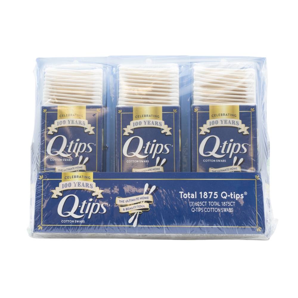 Q-tips hisopos con puntas de algodón (3 pack x 625 piezas)