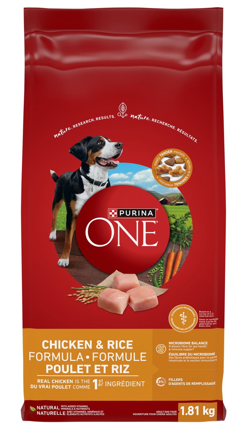Purina One Chicken & Rice Formula Dry Dog Food (1.81 kg)