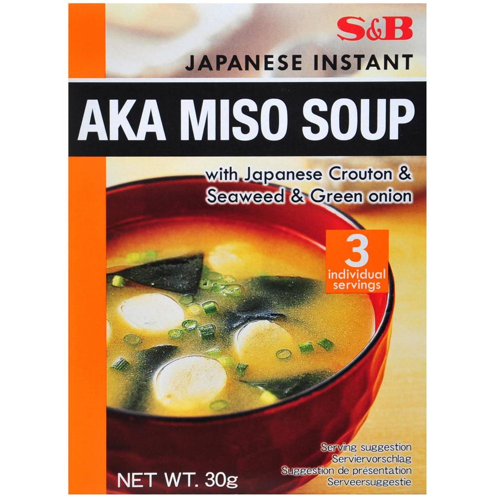 S&B Japanese Instant Aka Miso Soup With Wakame Seaweed (30g)