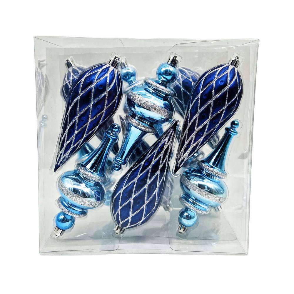 Holiday Living 12-count MultiBlue and Silver Shatterproof Ornament Set | 014-922-3