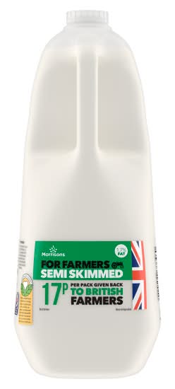 Morrisons For Farmers Semi Skimmed Milk (2.27L)
