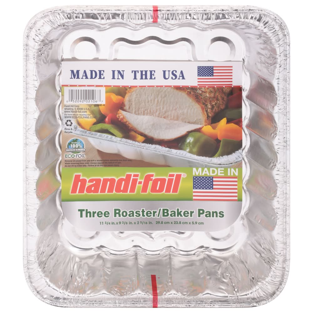 Handi-Foil Roaster Baker Pans, 29.8x23.8x5.9 cm, Silver (3 ct)