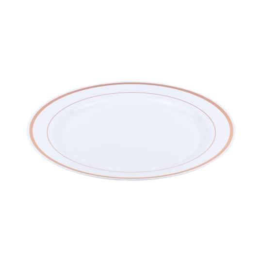 10.5" Rose Gold & White Plastic Plates By Celebrate It, 10Ct.