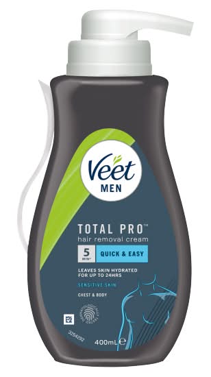 Veet Total Pro Hair Removal Cream Chest & Body Sensitive (400ml)