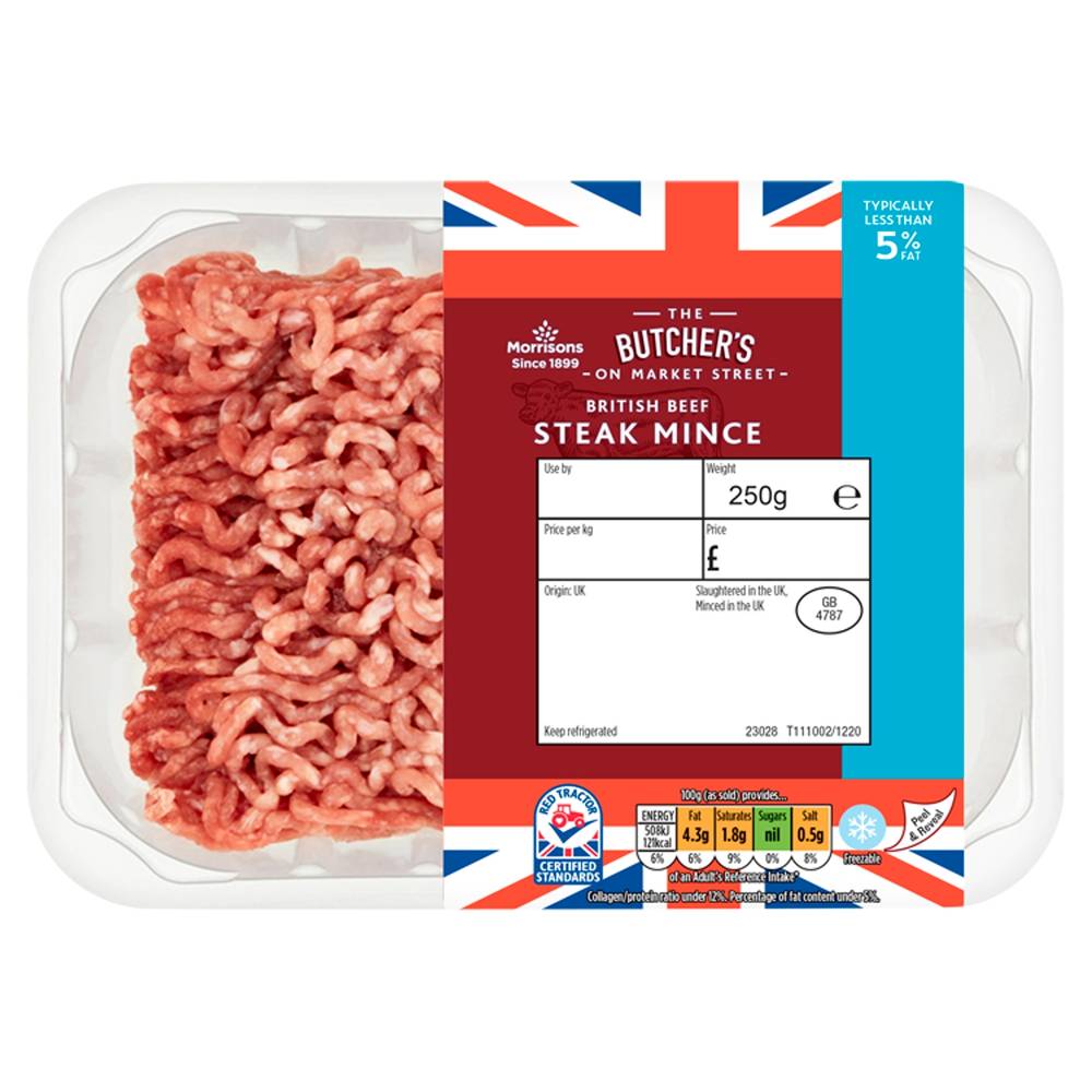 The Butcher's On Market Street Beef Steak Mince 5% (250g)