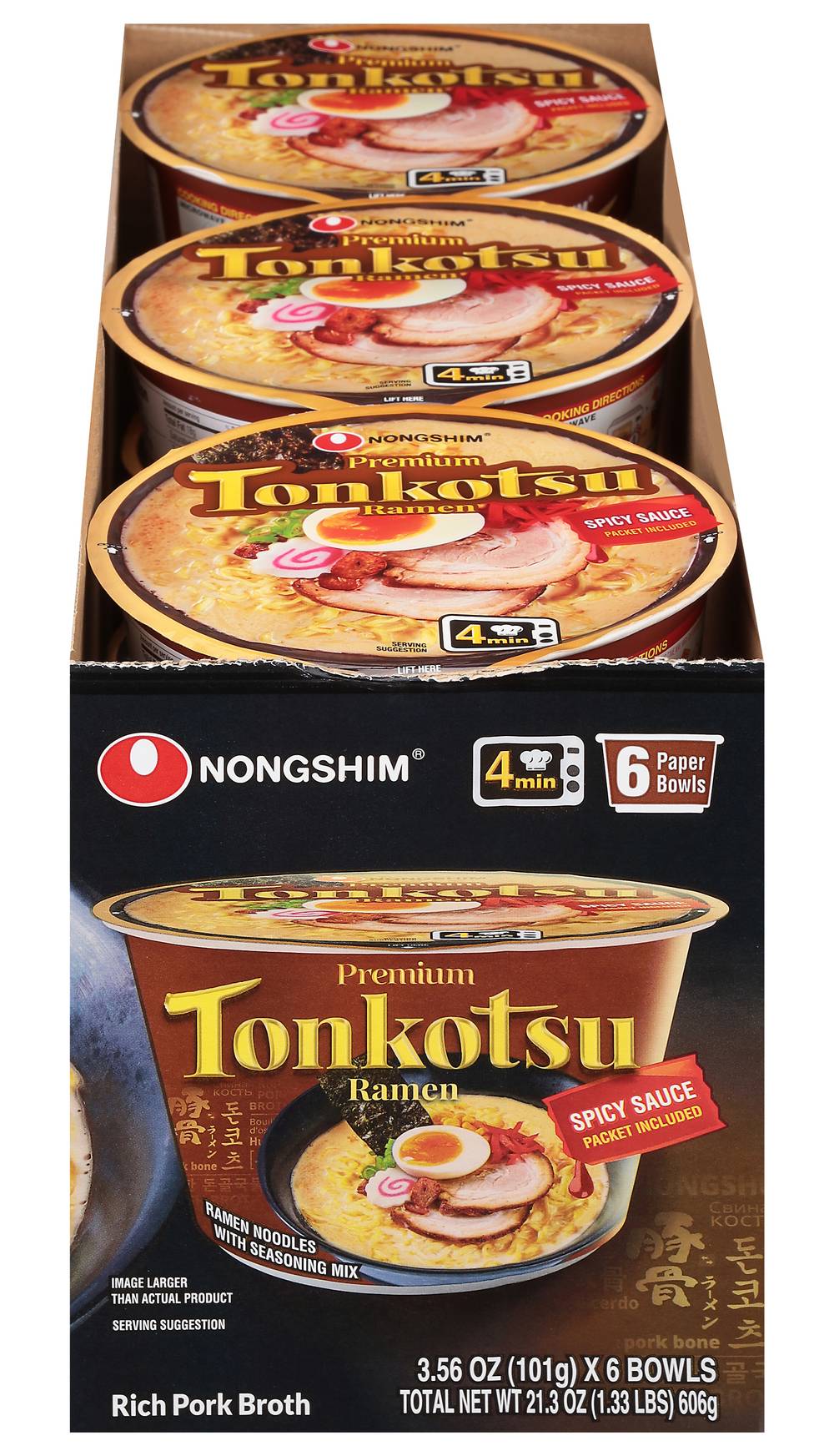 Nongshim Tonkotsu Ramen Bowl (3.56 oz, 6 ct)