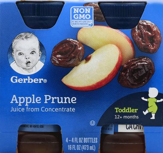 Gerber Apple Prune Juice From Concentrate Toddler 12+ Months (4 ct, 4 fl oz)