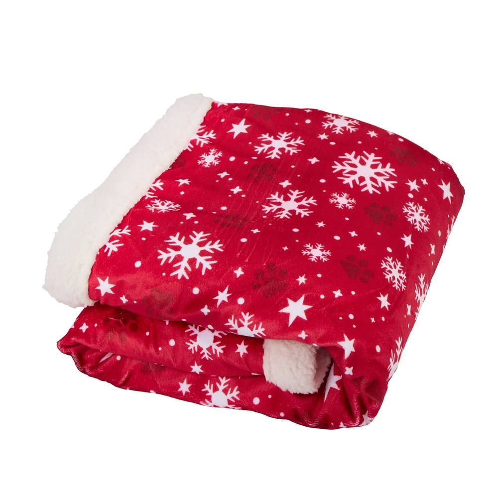 Merry & Bright™ Snowflake Value Pet Blanket (Color: Red)