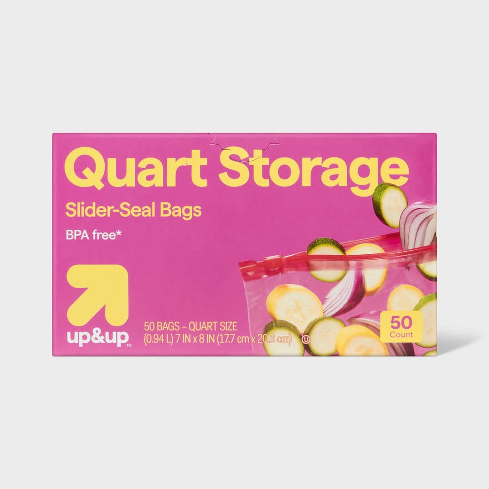 up&up Quart Slider Storage Bags, 7x8 in (50 ct)
