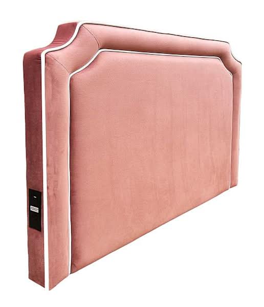 Easy-Apply Wall-Mounted Headboard with Charging Station, Pink