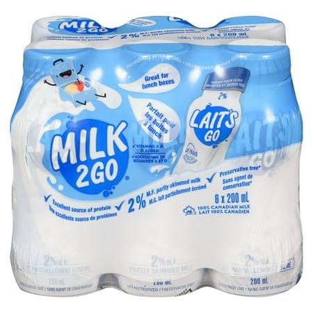 Milk2Go 2% Partly Skimmed Milk (200 ml, 6 ct)