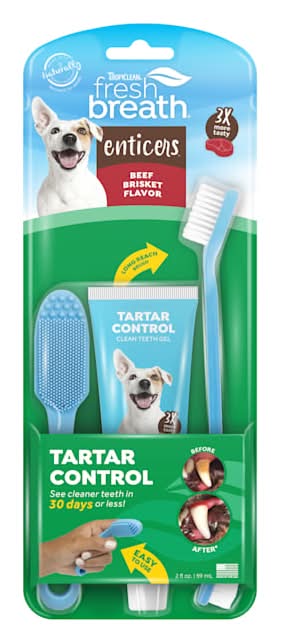 TropiClean, Fresh Breath, Enticers Smoked Beef Brisket Oral Care Kit, 2 fl. oz.