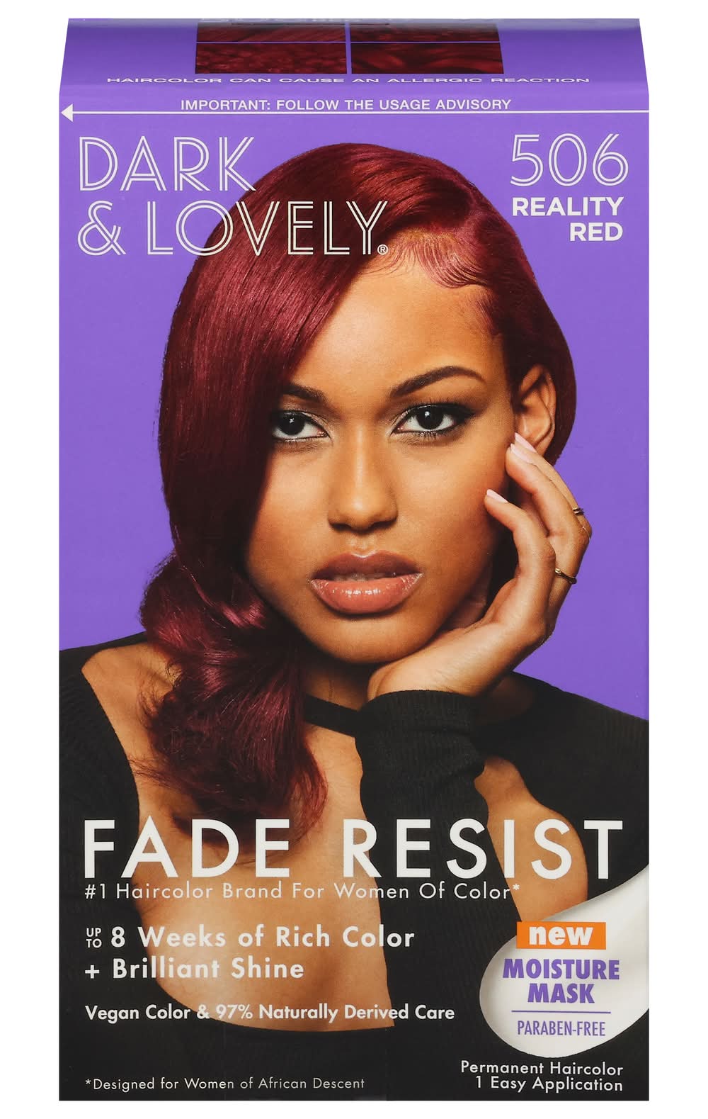 Dark & Lovely Fade Resist Permanent Hair Color, Reality Red 506 (55 ml)