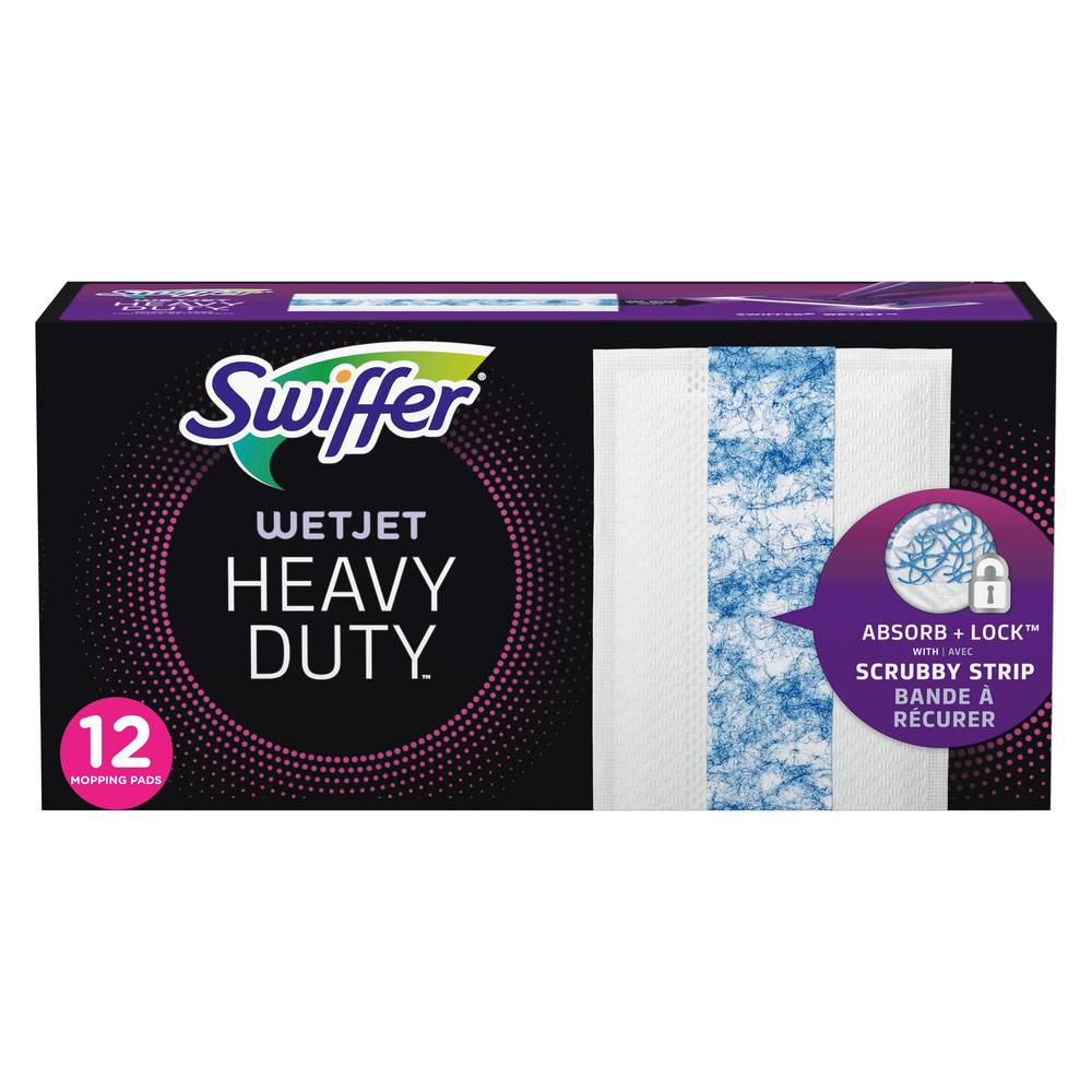 Swiffer WetJet Spray Mop Heavy Duty Multi-Surface Floor Cleaner Pads, 12 ct