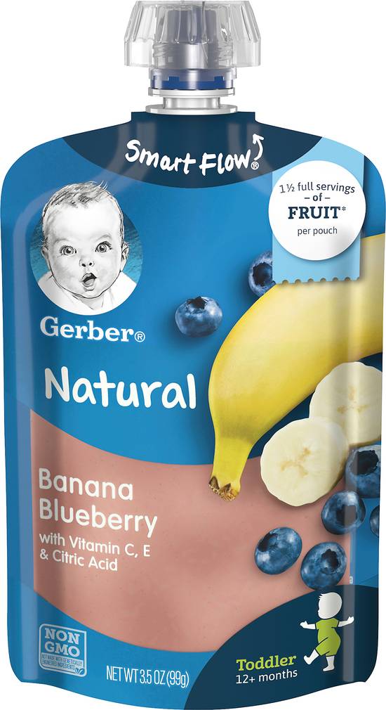 Gerber Natural 12+ Months Banana Blueberry Toddler Pouch