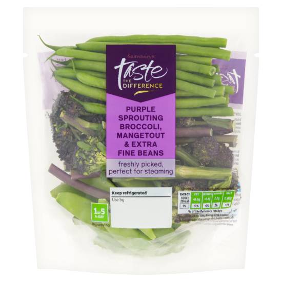 Sainsbury's Taste the Difference Purple Sprouting Broccoli Mangetout & Extra Fine Beans