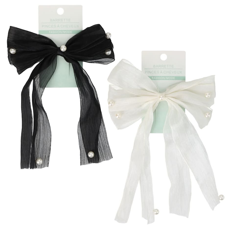 Barrette Outdoor Living Pearl Bow Hair Clip, Assorted