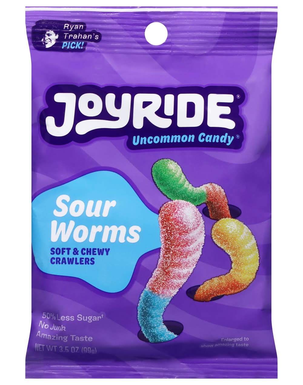 Joyride Sour Gummy Worms Candy, Lemonade + Fun Drink-Strawberry + Blue Raspberry-Lime + Cherry (3.5 oz)