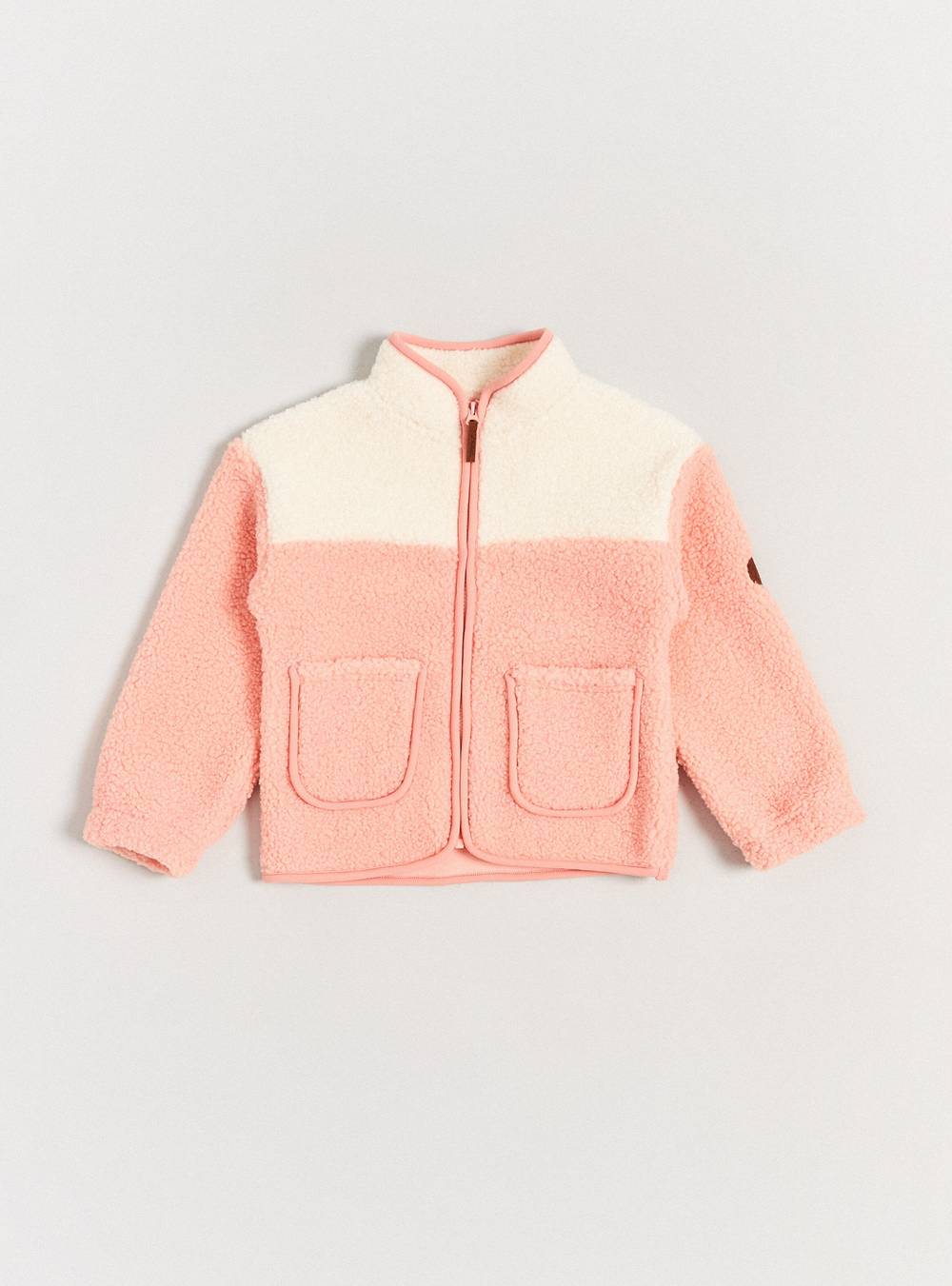 Tribu chaqueta sherpa color block bolsillos rosado pastel 't 6a