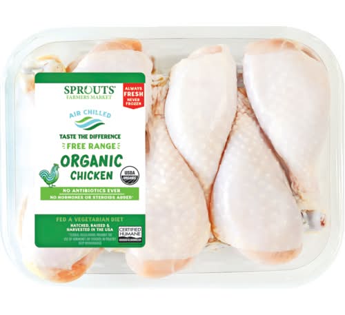 Sprouts Farmers Market Organic Fresh Free Range Chicken Drumsticks (Avg. 1.5lb)