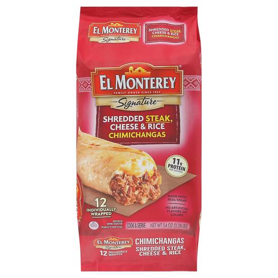El Monterey Signature Shredded Steak Cheese and Rice Chimichangas