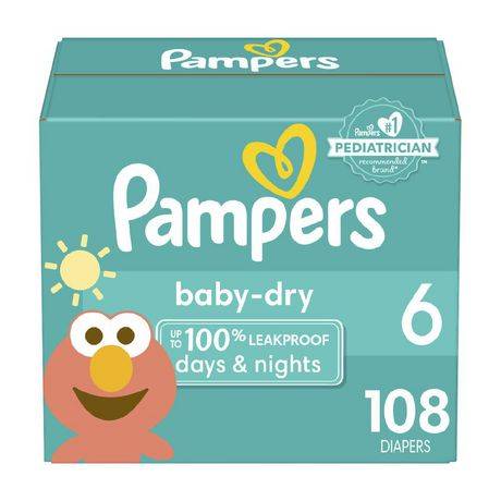 Pampers Baby Dry Diapers Super Econo pack, Size 6 (108 ct)