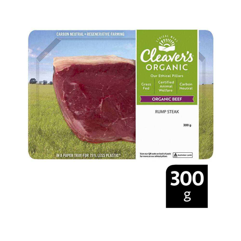 Cleaver's Organic Grass-Fed Beef Rump Steak (300g)