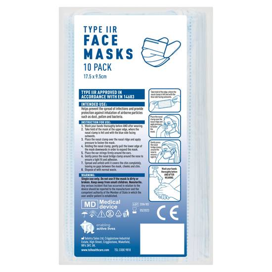 Face Masks Type IIR x10