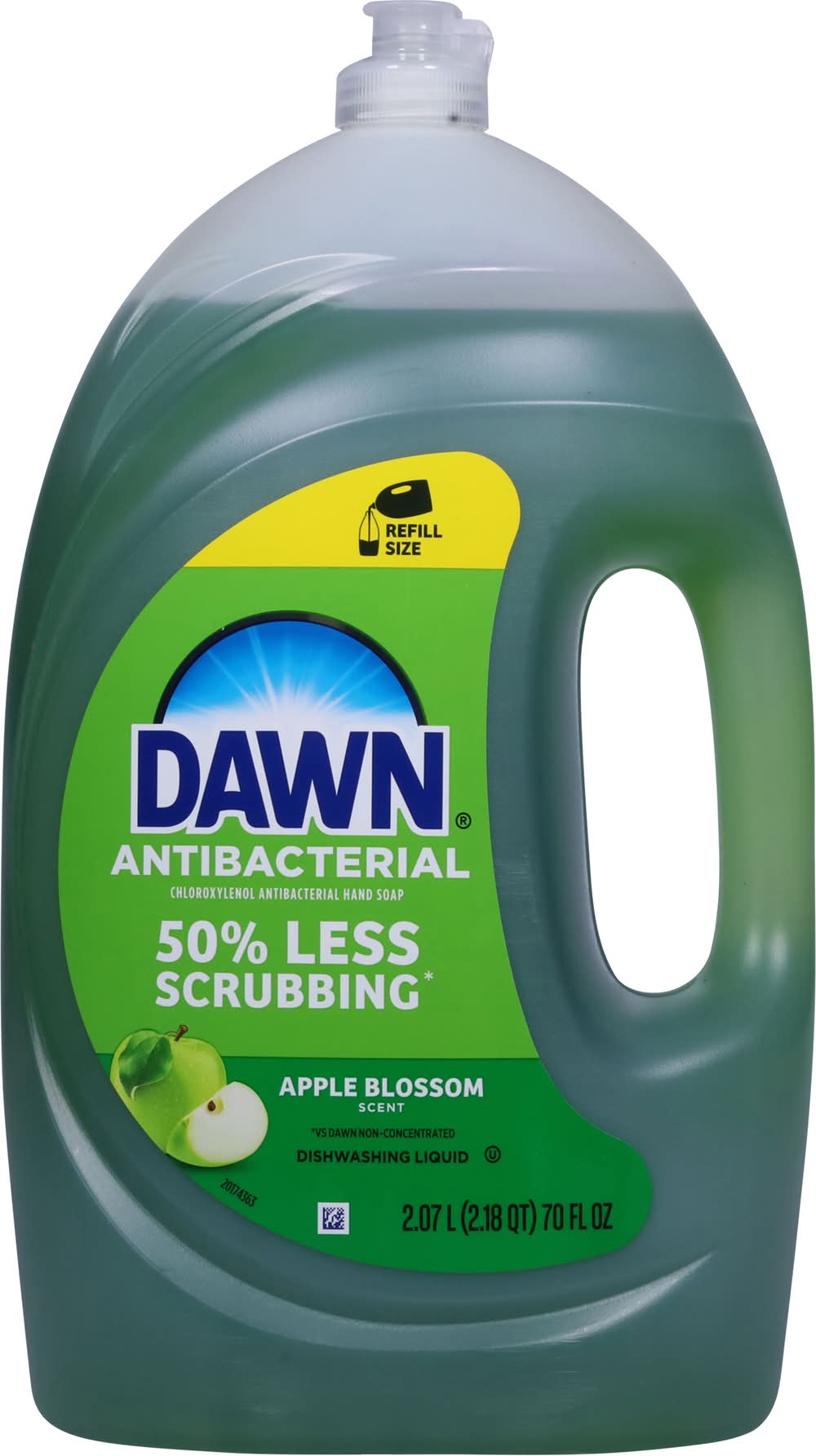 Dawn Antibacterial 50% Less Scrubbing Dishwashing Liquid, Apple Blossom (70 fl oz)