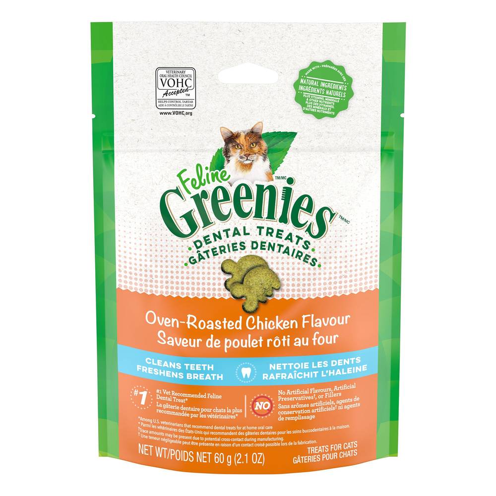 Greenies Feline Oven Roasted Dental Adult Cat Treats - Chicken (Size: 2.1 Oz)