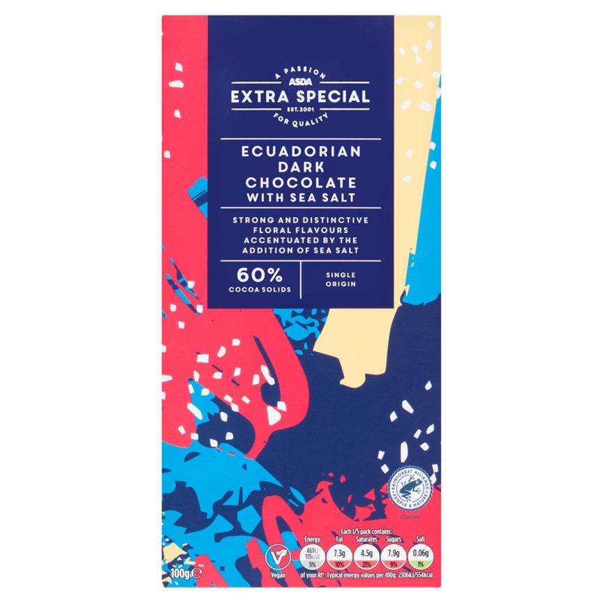 ASDA Extra Special Ecuadorian Dark Chocolate With Sea Salt (100g)