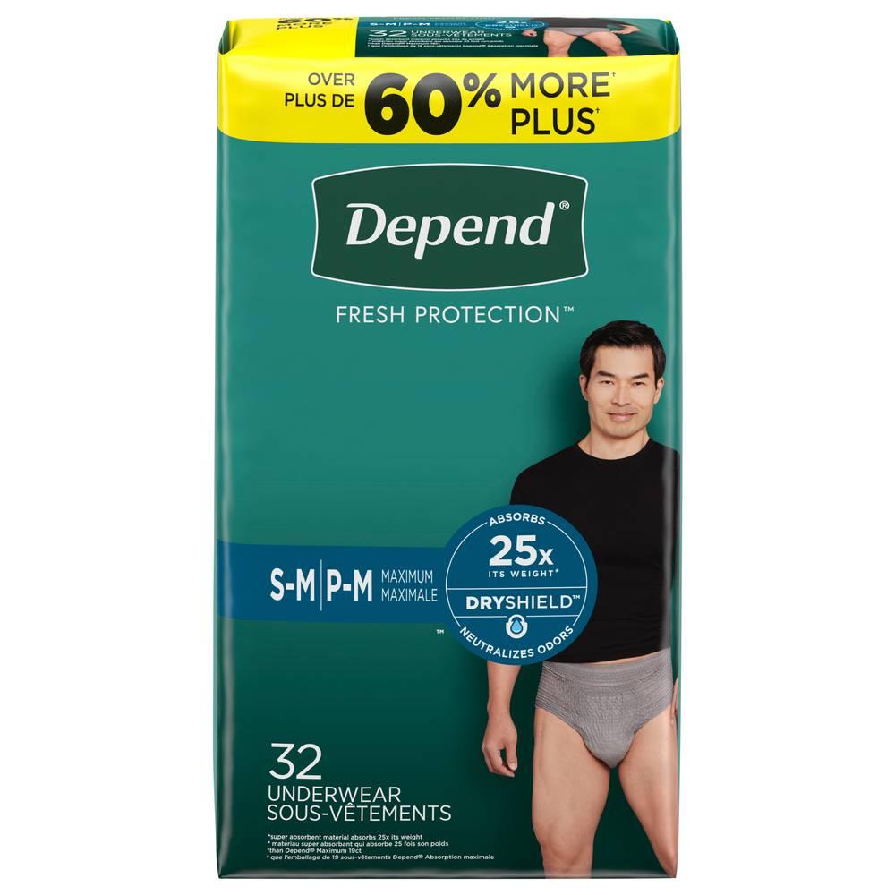 Depend Maximum Absorbency S/M Underwear For Men (32 ct)