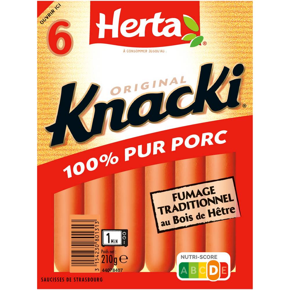 Herta - Knacki saucisses 100% pur porc (6 pièces)