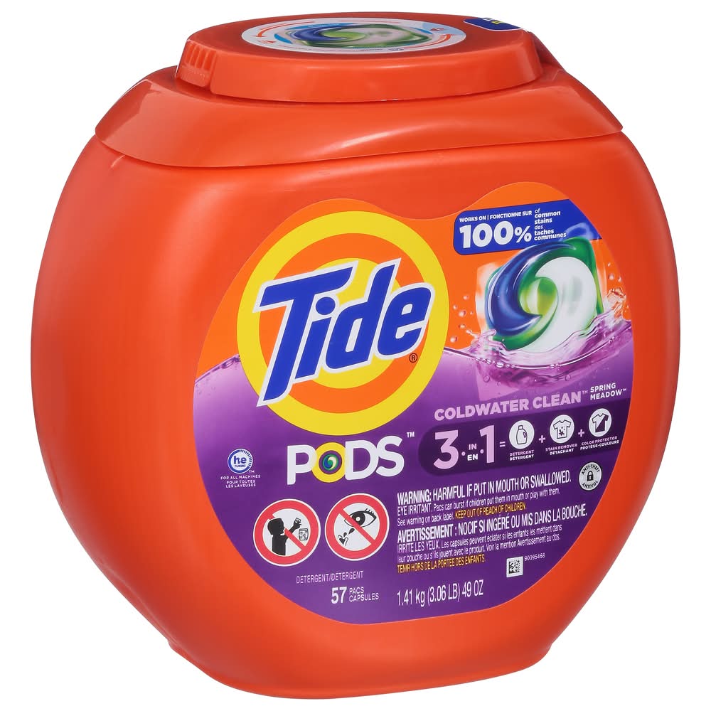 Tide Laundry Detergent Pods Capsules, Spring Meadow (49 oz, 57 ct)