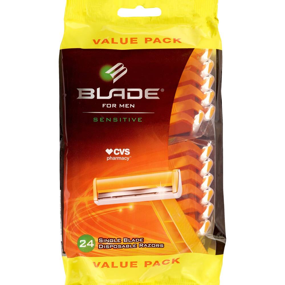 Blade Men'S 1-Blade Sensitive Disposable Razors, 24 Ct