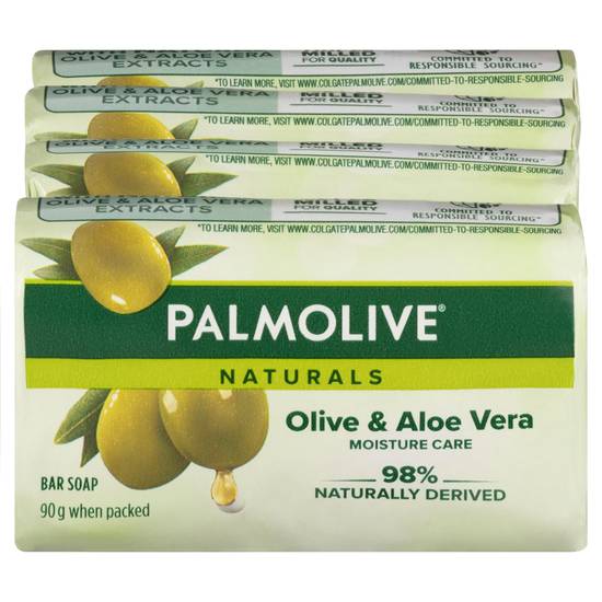 Palmolive Naturals Moisture Care Aloe Vera & Olive Extracts Bar Soap (4 Pack) 90g
