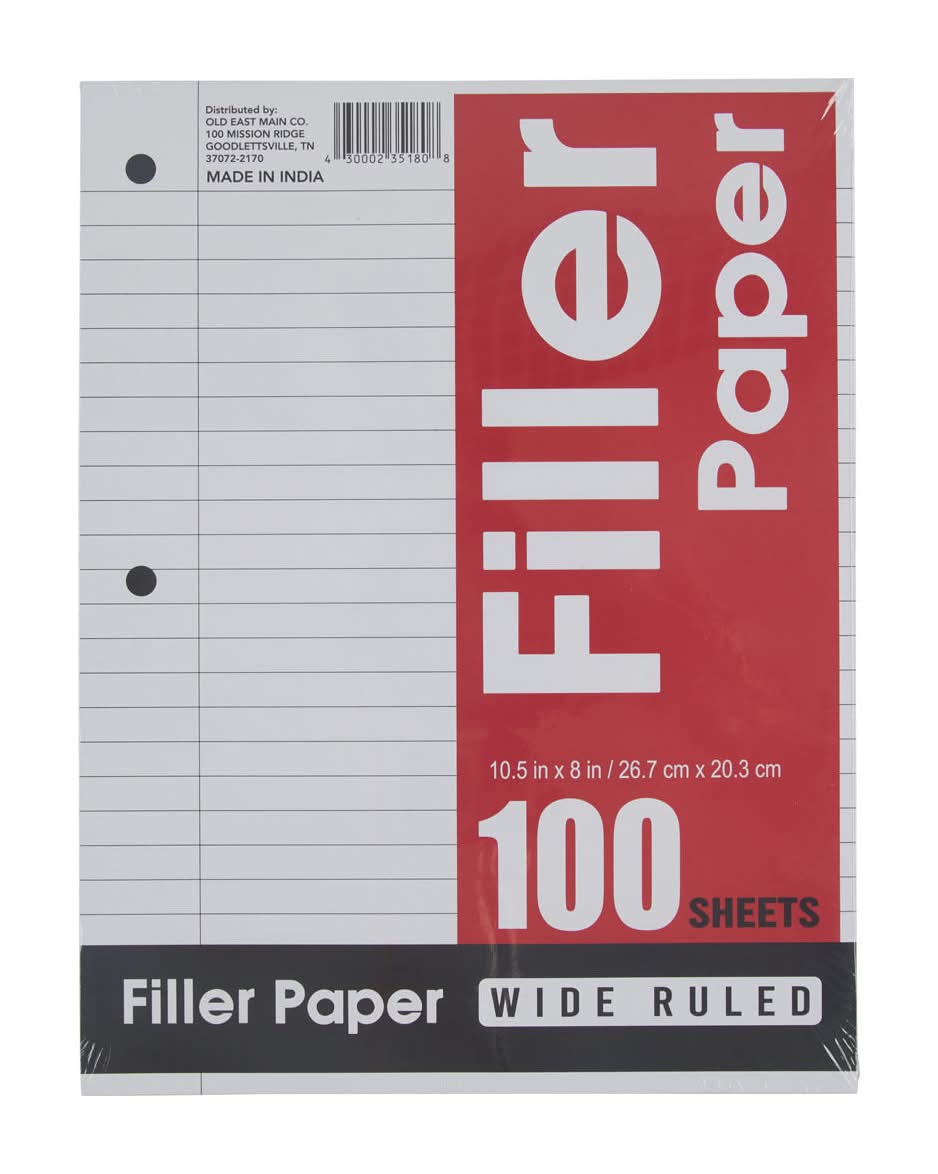 Wide Ruled Filler Paper 100 Sheets