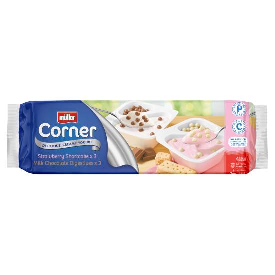 Müller Corner Chocolate Digestive and Strawberry Shortcake Yogurts (6 ct)