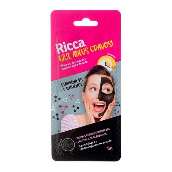 Ricca máscara facial preta para limpeza de pele (8g)