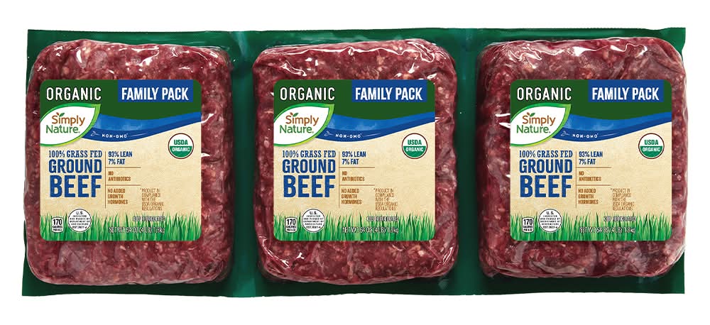 Simply Nature Fp 93% Organic Gf Ground Beef (4 lbs, 3 ct)