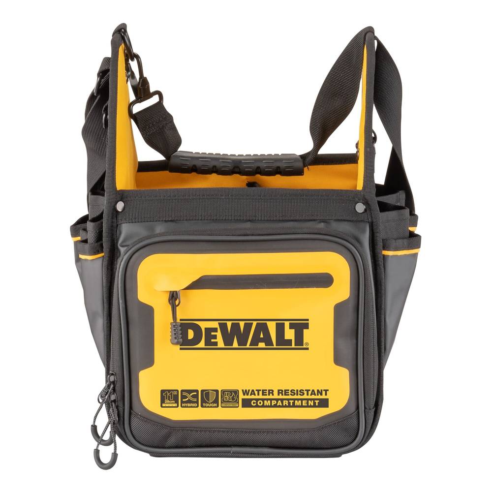 DEWALT Black- Yellow Ballistic Nylon 9.375-in Zippered Electrician's Tote | DWST560105