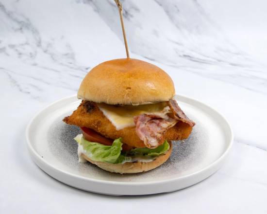 BUTTERMILK CHICKEN, CHEESE & BACON BURGER