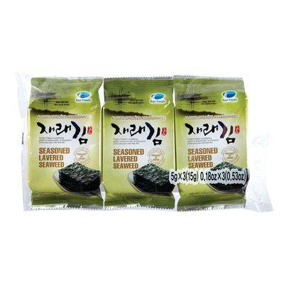 Ran Foods · Algues lavées assaisonnées (3 x 5 g) - Seasoned lavered seaweed (3 x 5 g) 