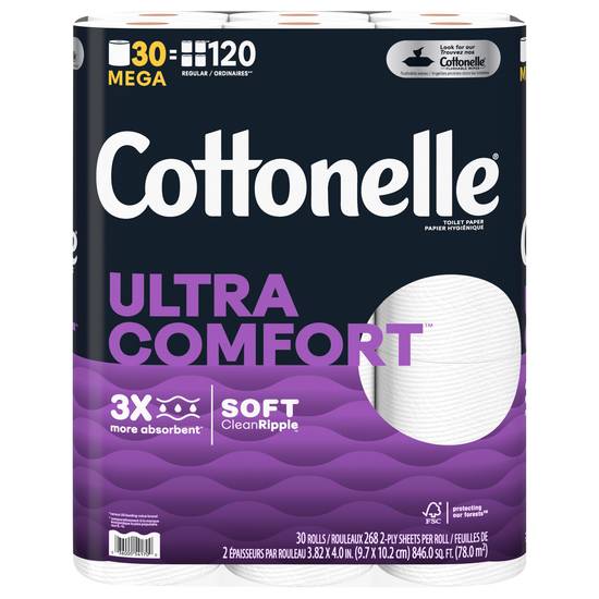 Cottonelle 2 Ply Mega Soft Ultra Comfort Toilet Paper (30 ct)