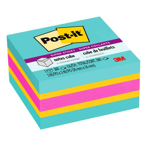 Post-It Notes Cube Notes Bright Colors Pad