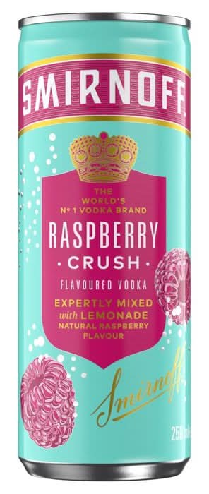Smirnoff Raspberry Crush & Lemonade 5% Vol Premix 250ml Drink in a Can (405523)
