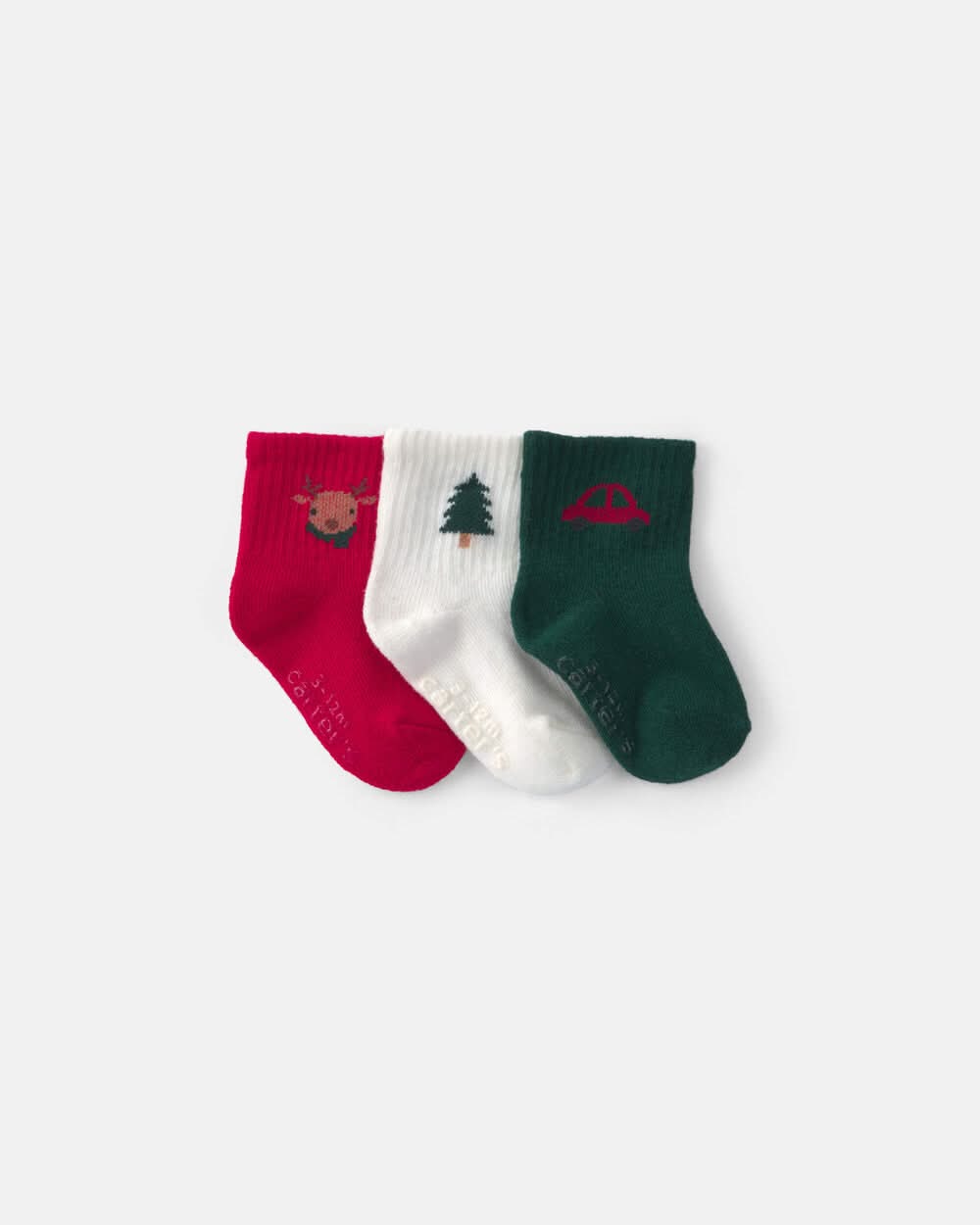 Baby 3-Pack Christmas Icon Booties - Red/White/Green - 3-12M